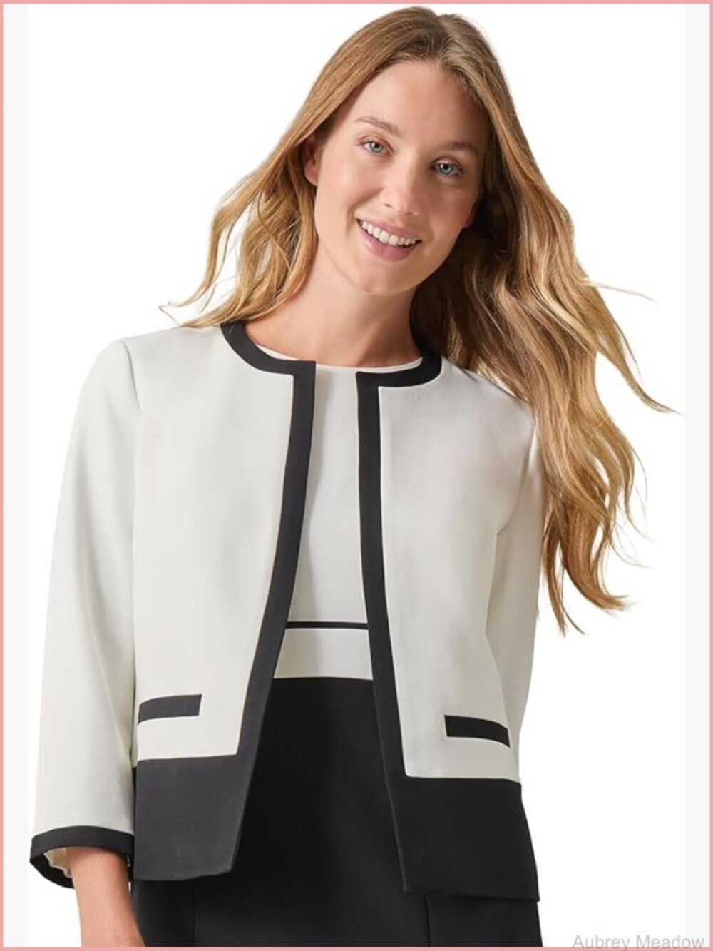 Crepe Colorblocked Long Sleeve Cardigan Dry Clean Only
